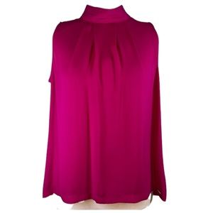 NWT Ivanka Trump sleeveless blouse mock neck vibrant pink easy swing fit